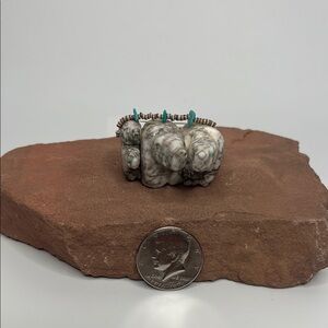 Quad Bear figurine with turquoise accents